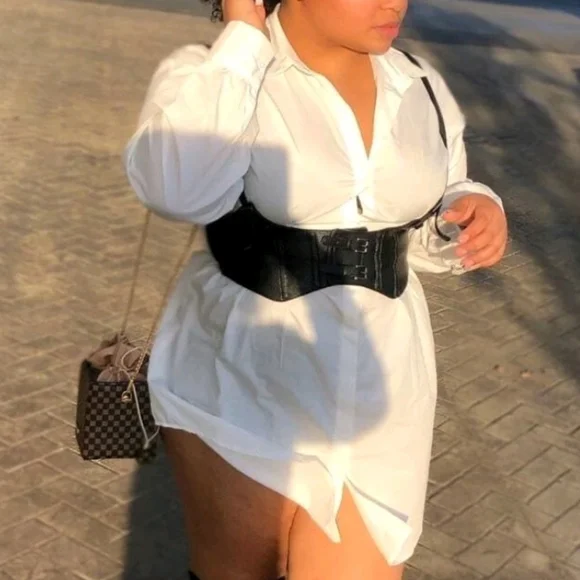 Womens Corset black vegan leather harness buckle suspenders steampunk waist belt - Picture 8 of 17